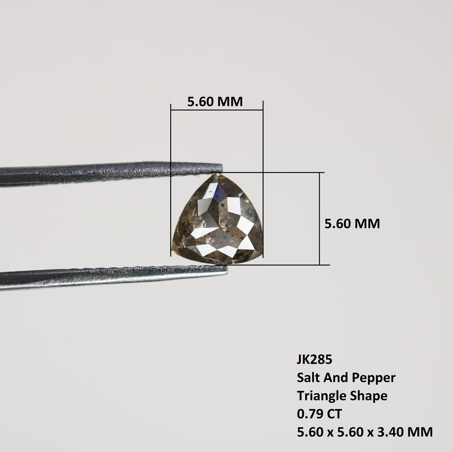 0.79 CT Natural Grey Galaxy Trillion Shape Salt And Pepper Diamond For Her - JayKrishna Diamond