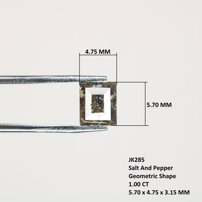 1 CT Natural Grey Galaxy Geometric Square Shape Salt And Pepper Diamond For Her - JayKrishna Diamond