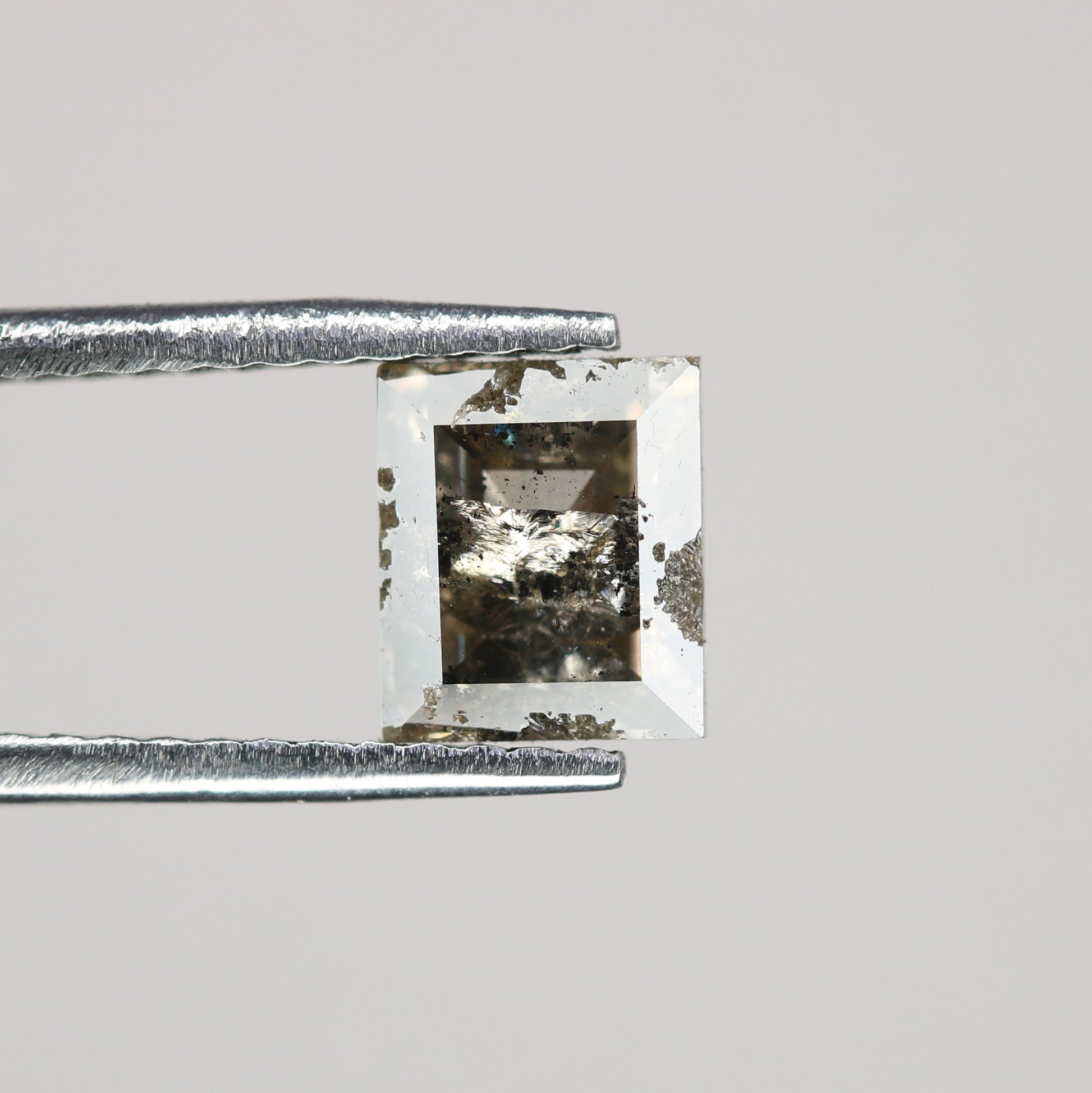 1 CT Natural Grey Galaxy Geometric Square Shape Salt And Pepper Diamond For Her - JayKrishna Diamond