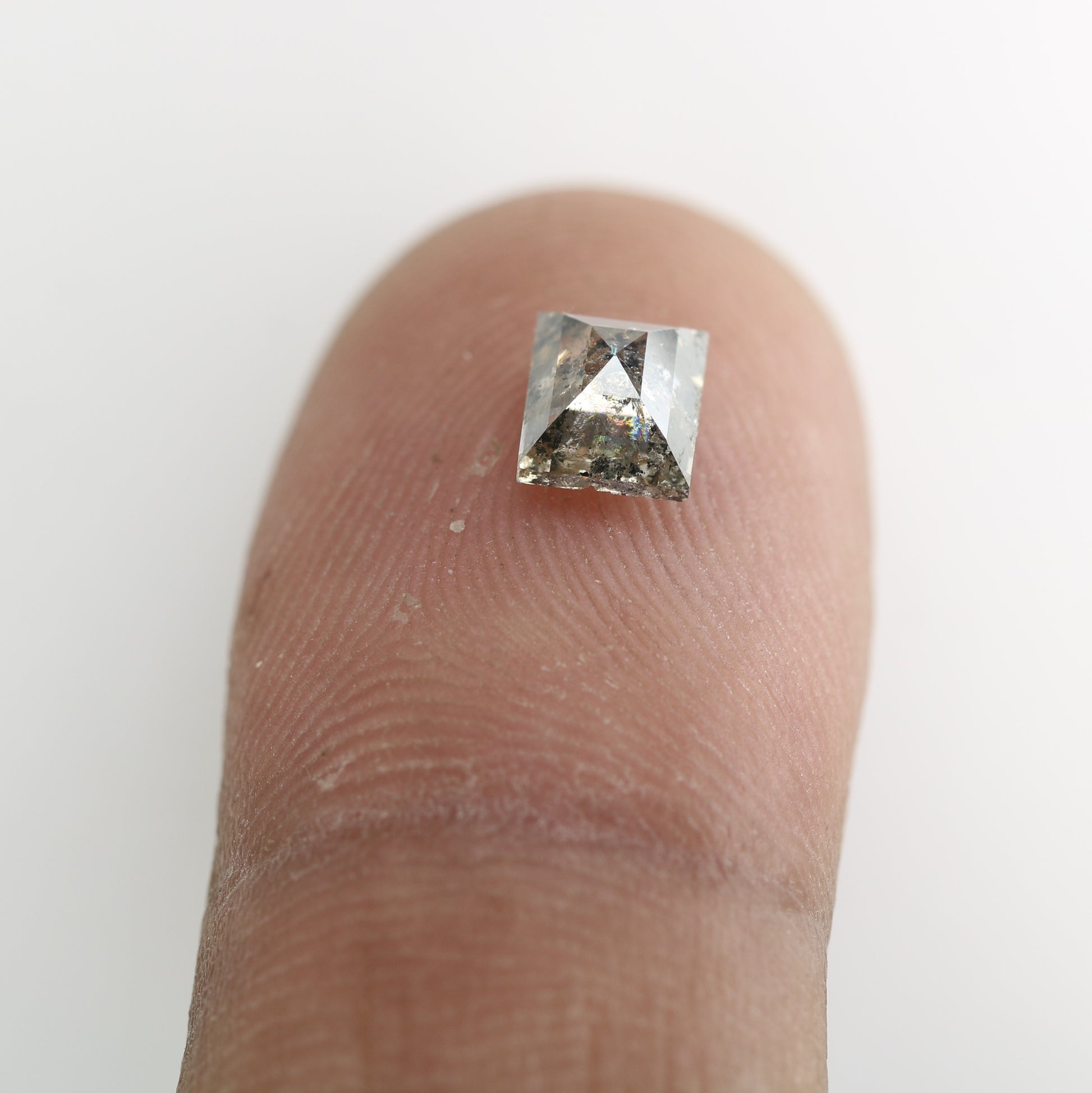 1 CT Natural Grey Galaxy Geometric Square Shape Salt And Pepper Diamond For Her - JayKrishna Diamond