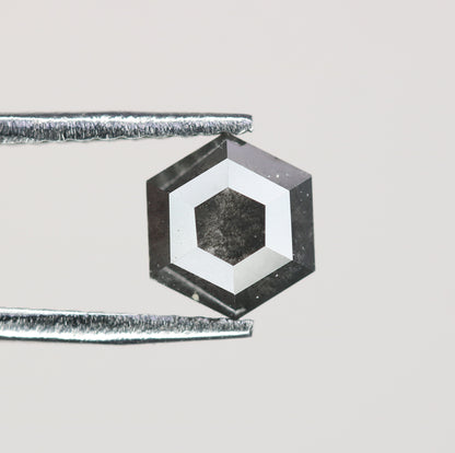 0.77 CT Natural Grey Galaxy Hexagon Shape Salt And Pepper Diamond For Her - JayKrishna Diamond