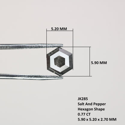 0.77 CT Natural Grey Galaxy Hexagon Shape Salt And Pepper Diamond For Her - JayKrishna Diamond