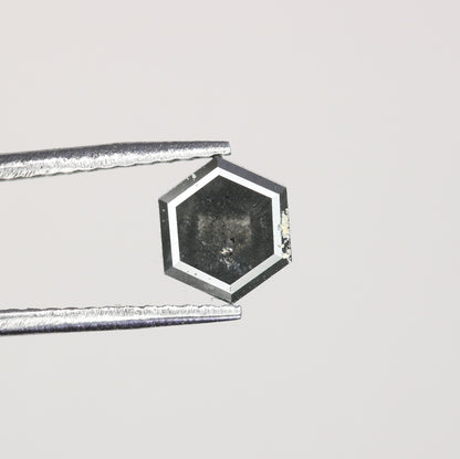 0.77 CT Natural Grey Galaxy Hexagon Shape Salt And Pepper Diamond For Her - JayKrishna Diamond
