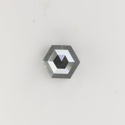 0.77 CT Natural Grey Galaxy Hexagon Shape Salt And Pepper Diamond For Her - JayKrishna Diamond