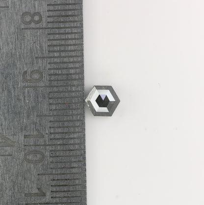 0.77 CT Natural Grey Galaxy Hexagon Shape Salt And Pepper Diamond For Her - JayKrishna Diamond
