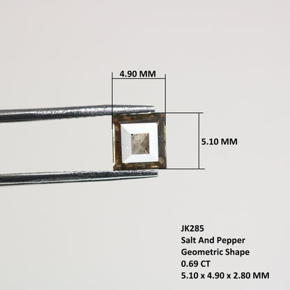 0.69 CT Natural Grey Galaxy Geometric Square Shape Salt And Pepper Diamond For Her - JayKrishna Diamond