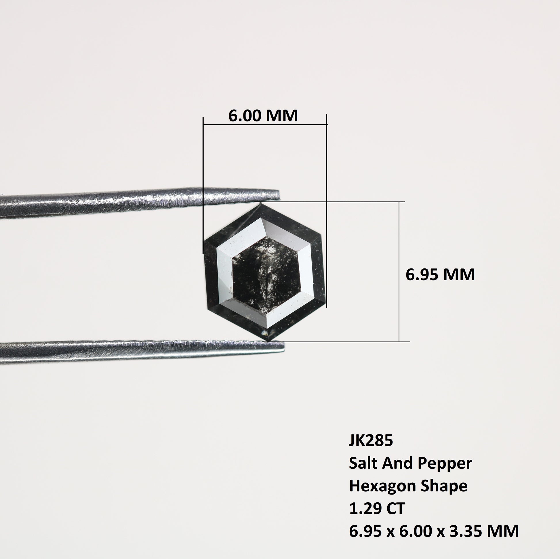 1.29 CT Natural Grey Galaxy Hexagon Shape Salt And Pepper Diamond For Her - JayKrishna Diamond