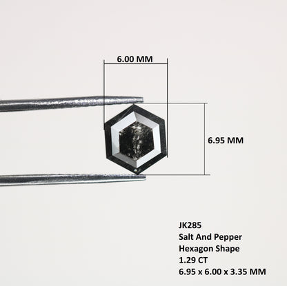 1.29 CT Natural Grey Galaxy Hexagon Shape Salt And Pepper Diamond For Her - JayKrishna Diamond