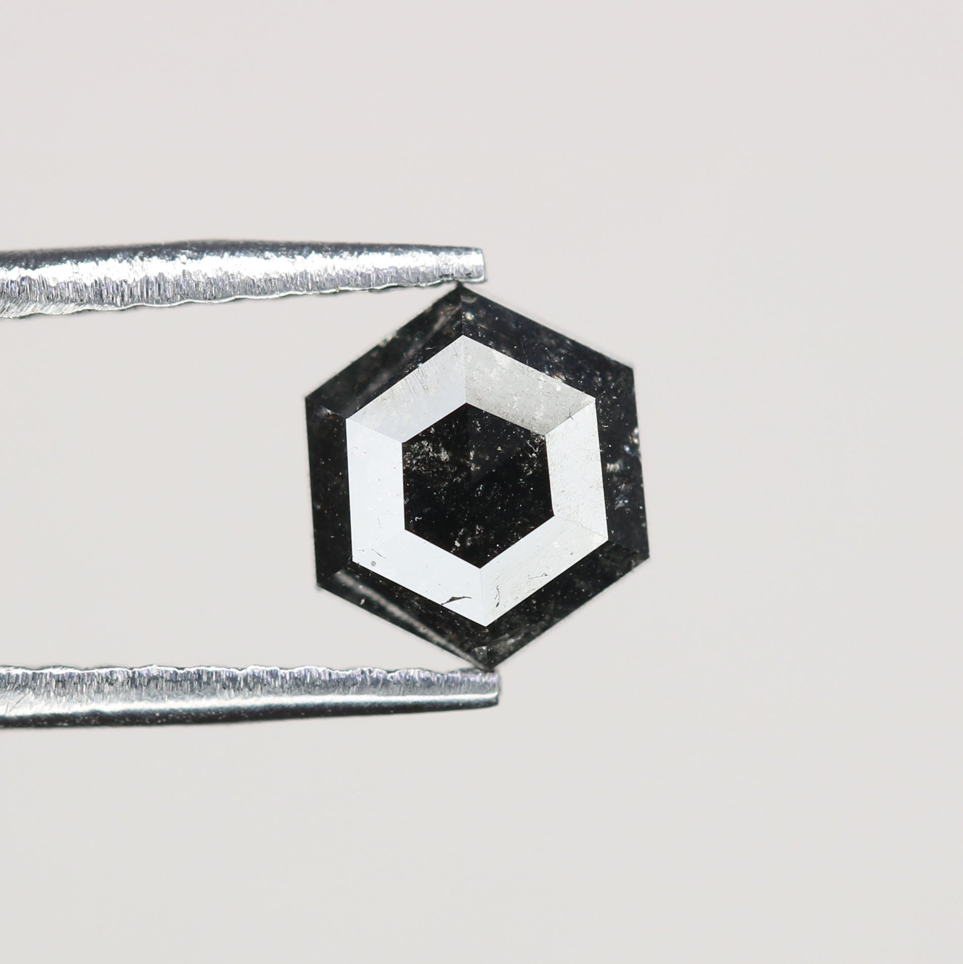 0.88 CT Natural Grey Galaxy Hexagon Shape Salt And Pepper Diamond For Her - JayKrishna Diamond