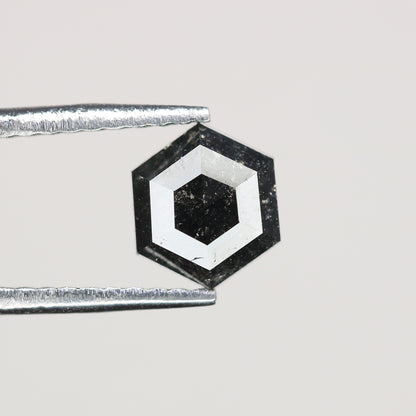 0.88 CT Natural Grey Galaxy Hexagon Shape Salt And Pepper Diamond For Her - JayKrishna Diamond