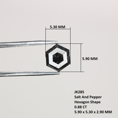 0.88 CT Natural Grey Galaxy Hexagon Shape Salt And Pepper Diamond For Her - JayKrishna Diamond