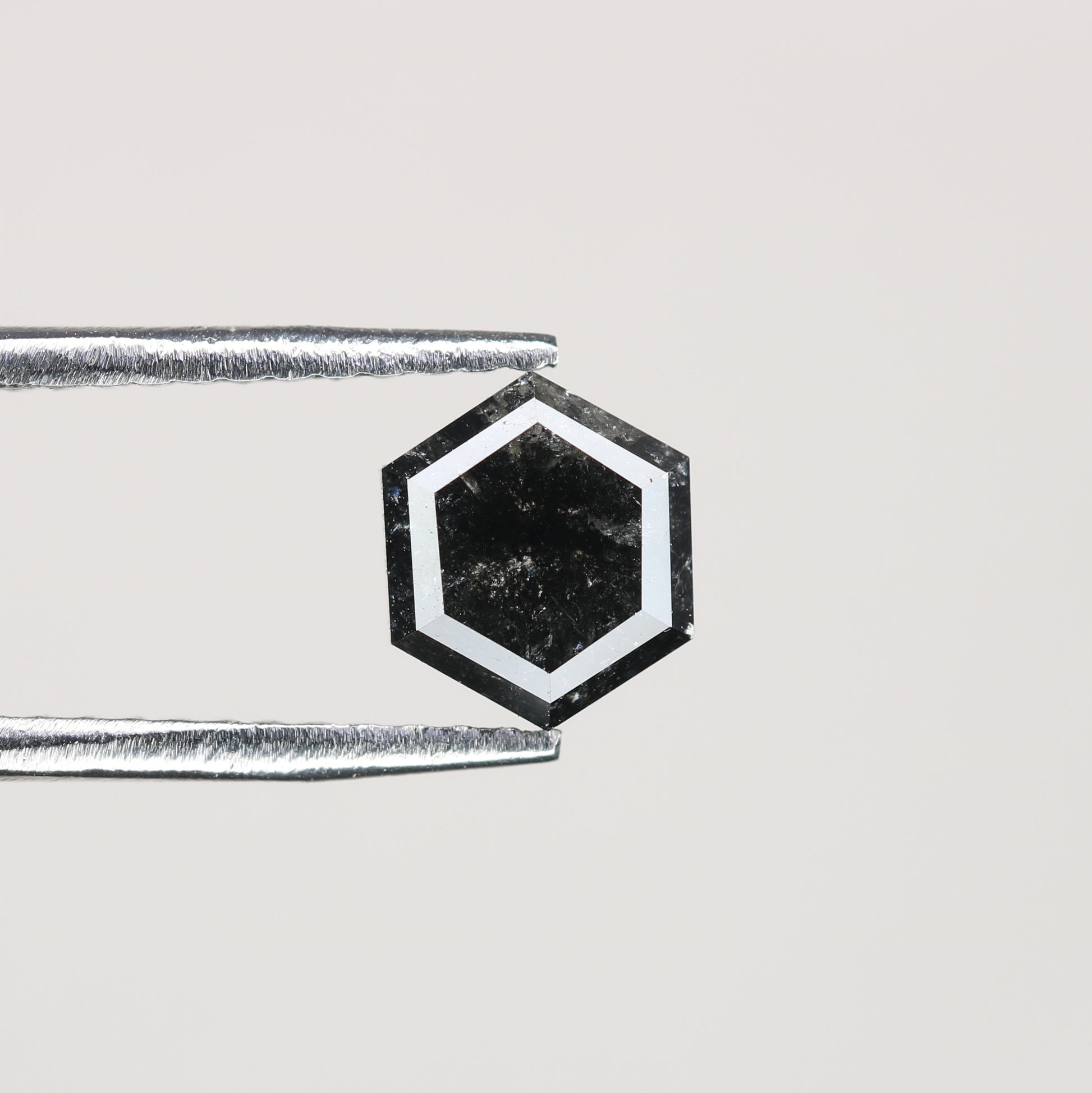 0.88 CT Natural Grey Galaxy Hexagon Shape Salt And Pepper Diamond For Her - JayKrishna Diamond