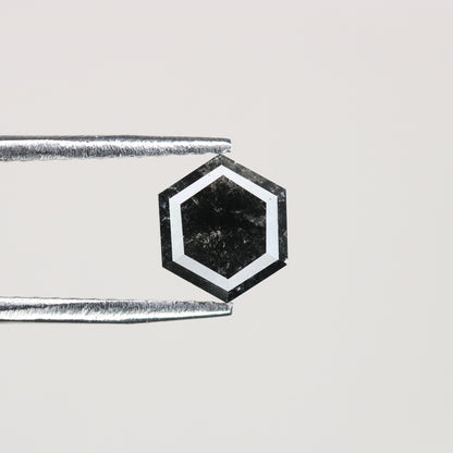0.88 CT Natural Grey Galaxy Hexagon Shape Salt And Pepper Diamond For Her - JayKrishna Diamond