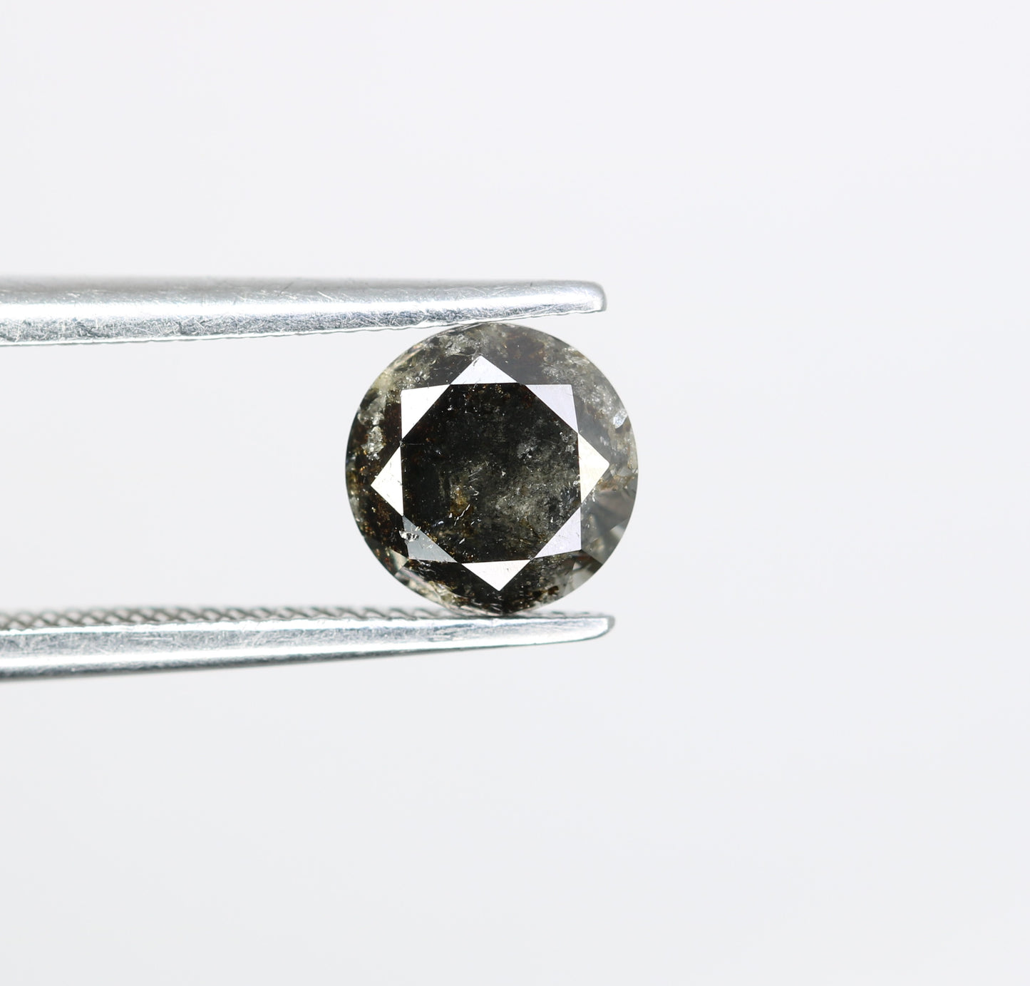 1.12 CT Loose Round Brilliant Cut Fancy Salt And Pepper Natural Diamond For Engagement Ring