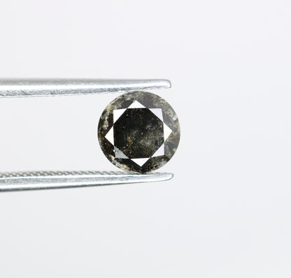 1.12 CT Loose Round Brilliant Cut Fancy Salt And Pepper Natural Diamond For Engagement Ring