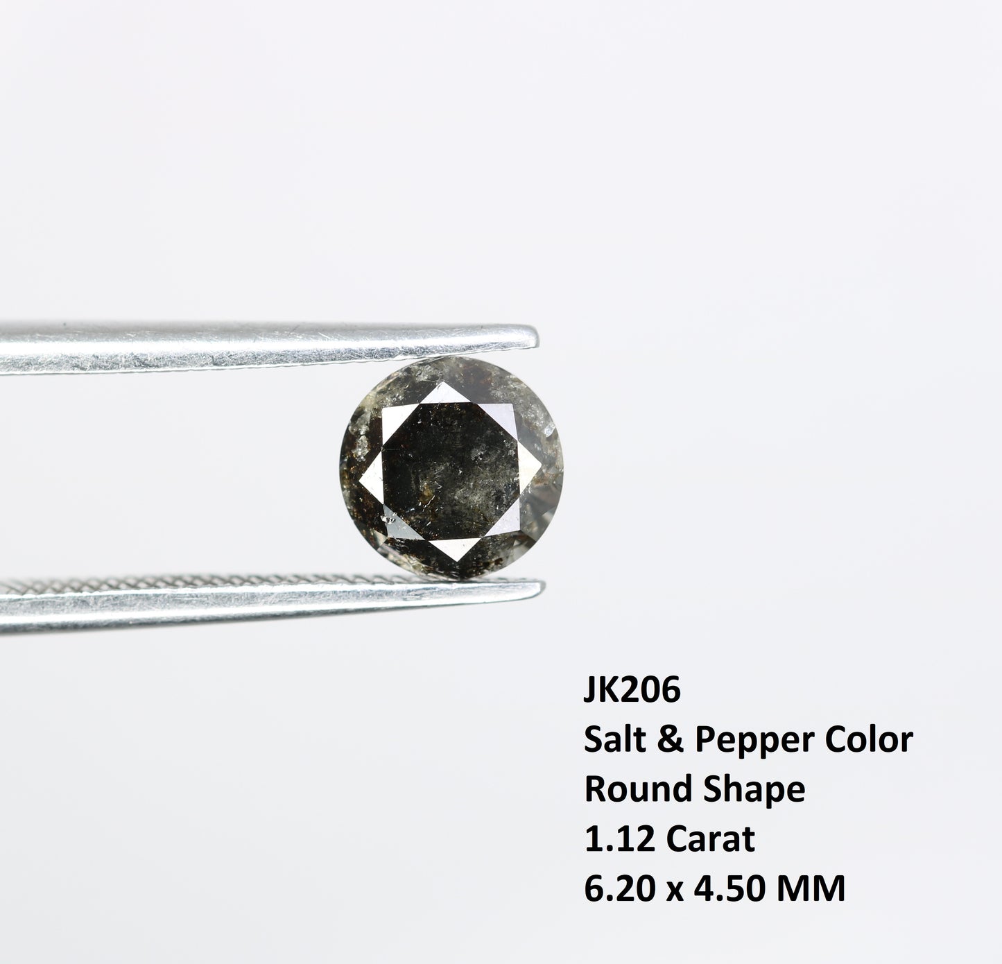 1.12 CT Loose Round Brilliant Cut Fancy Salt And Pepper Natural Diamond For Engagement Ring