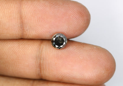 1.12 CT Loose Round Brilliant Cut Fancy Salt And Pepper Natural Diamond For Engagement Ring