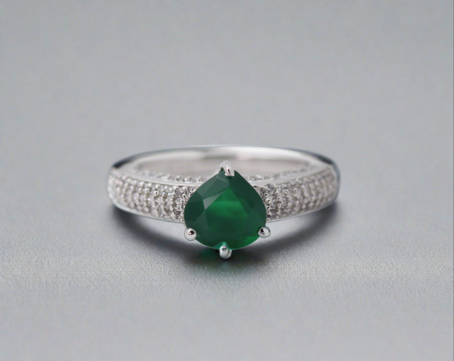 Heart-Shape Emerald Ring / 14k Solitaire Emerald Ring / Promise Ring / 14k Gold Stackable Emerald Ring Fine Jewelry - JayKrishna Diamond