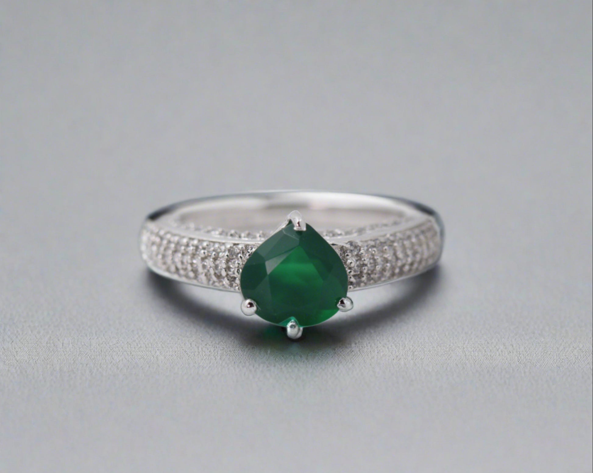 Heart-Shape Emerald Ring / 14k Solitaire Emerald Ring / Promise Ring / 14k Gold Stackable Emerald Ring Fine Jewelry - JayKrishna Diamond