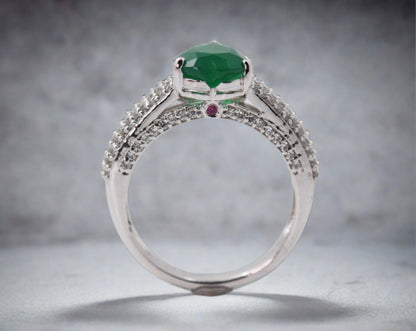 Heart-Shape Emerald Ring / 14k Solitaire Emerald Ring / Promise Ring / 14k Gold Stackable Emerald Ring Fine Jewelry - JayKrishna Diamond