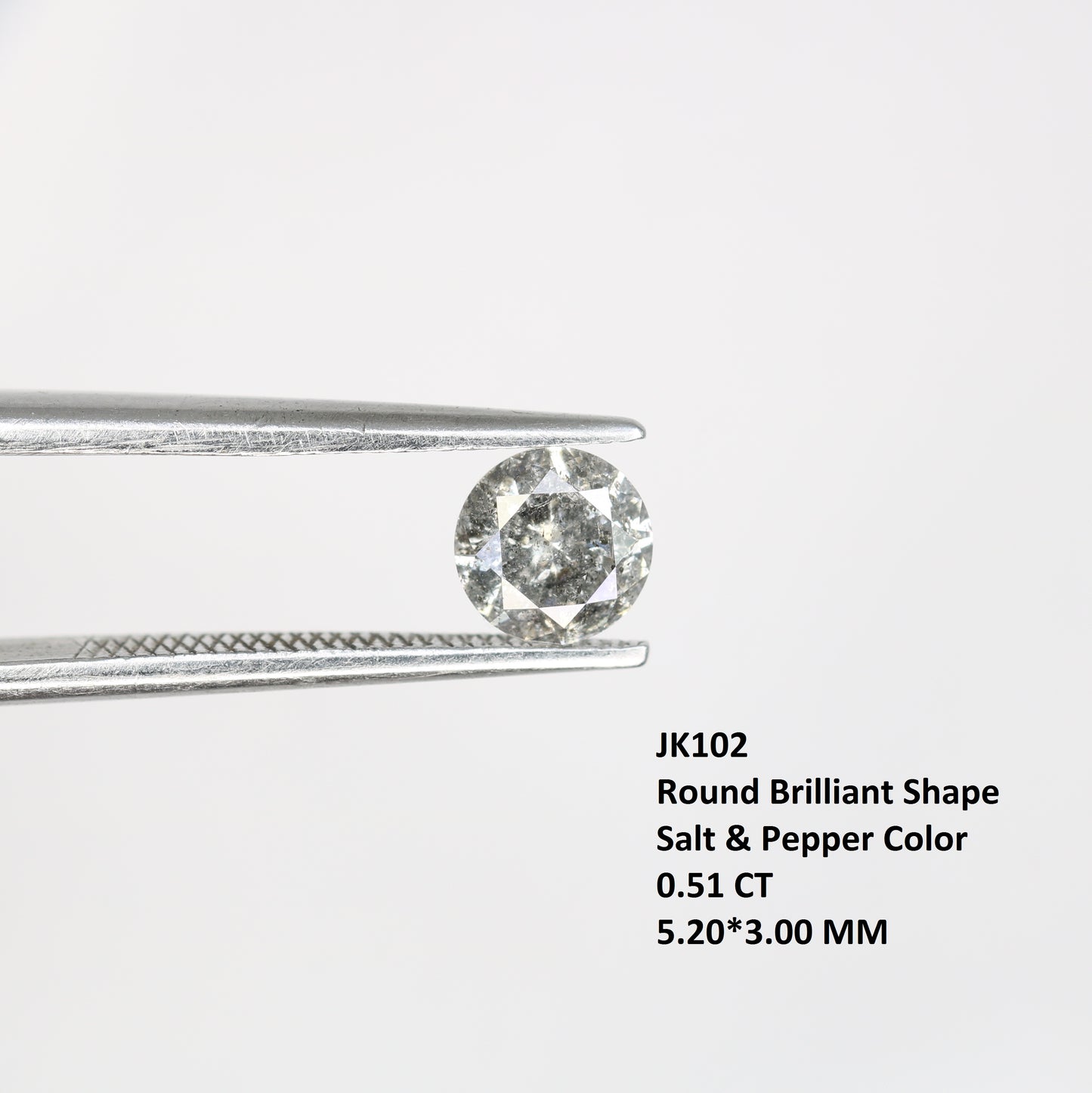 0.51 CT Round Brilliant Cut Salt And Pepper Diamond For Engagement Ring | Gift For Girl Friend | Gift For Wife - JayKrishna Diamond