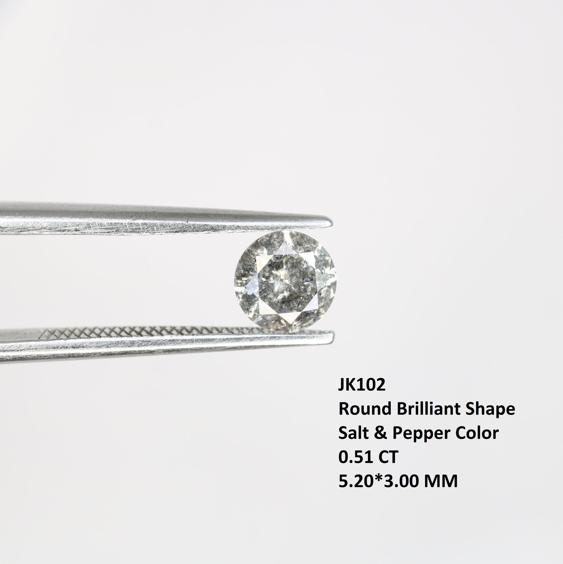 0.51 CT Round Brilliant Cut Salt And Pepper Diamond For Engagement Ring | Gift For Girl Friend | Gift For Wife - JayKrishna Diamond