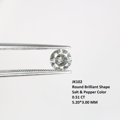 0.51 CT Round Brilliant Cut Salt And Pepper Diamond For Engagement Ring | Gift For Girl Friend | Gift For Wife - JayKrishna Diamond