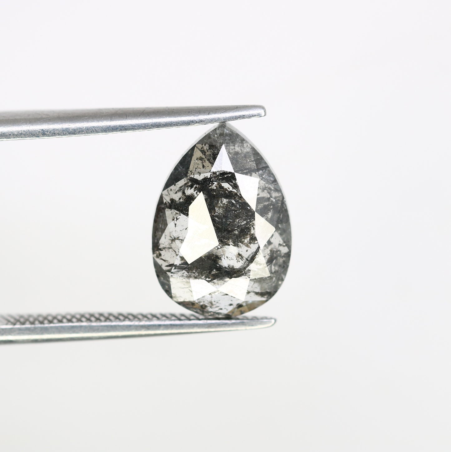 Pear Cut Diamond 2.09 Carat Natural Loose Salt And Pepper Diamond Ring - JayKrishna Diamond
