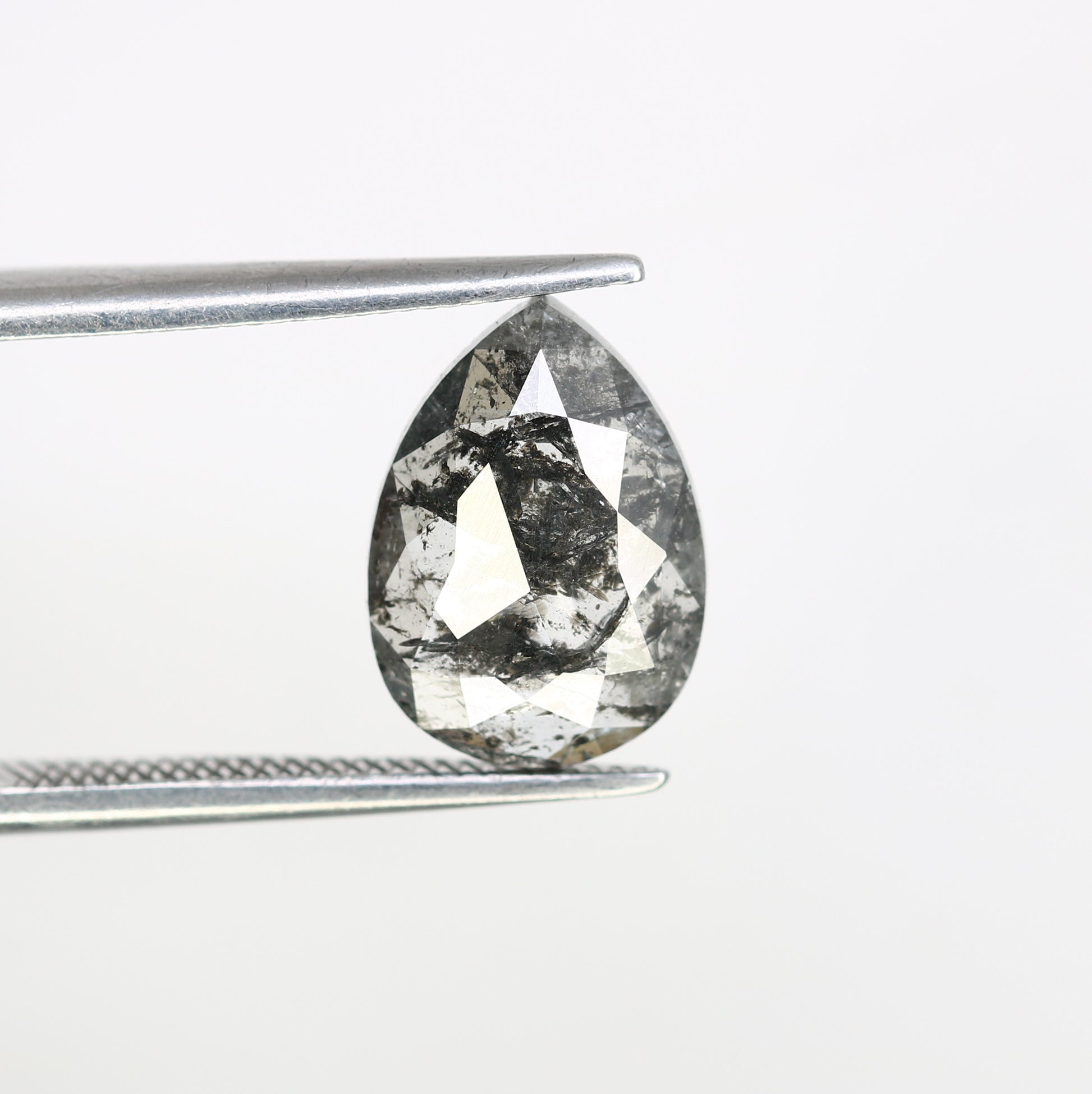 Pear Cut Diamond 2.09 Carat Natural Loose Salt And Pepper Diamond Ring - JayKrishna Diamond