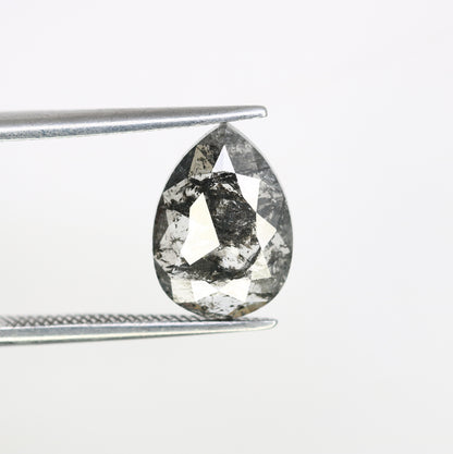 Pear Cut Diamond 2.09 Carat Natural Loose Salt And Pepper Diamond Ring - JayKrishna Diamond