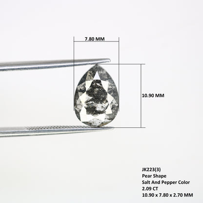 Pear Cut Diamond 2.09 Carat Natural Loose Salt And Pepper Diamond Ring - JayKrishna Diamond