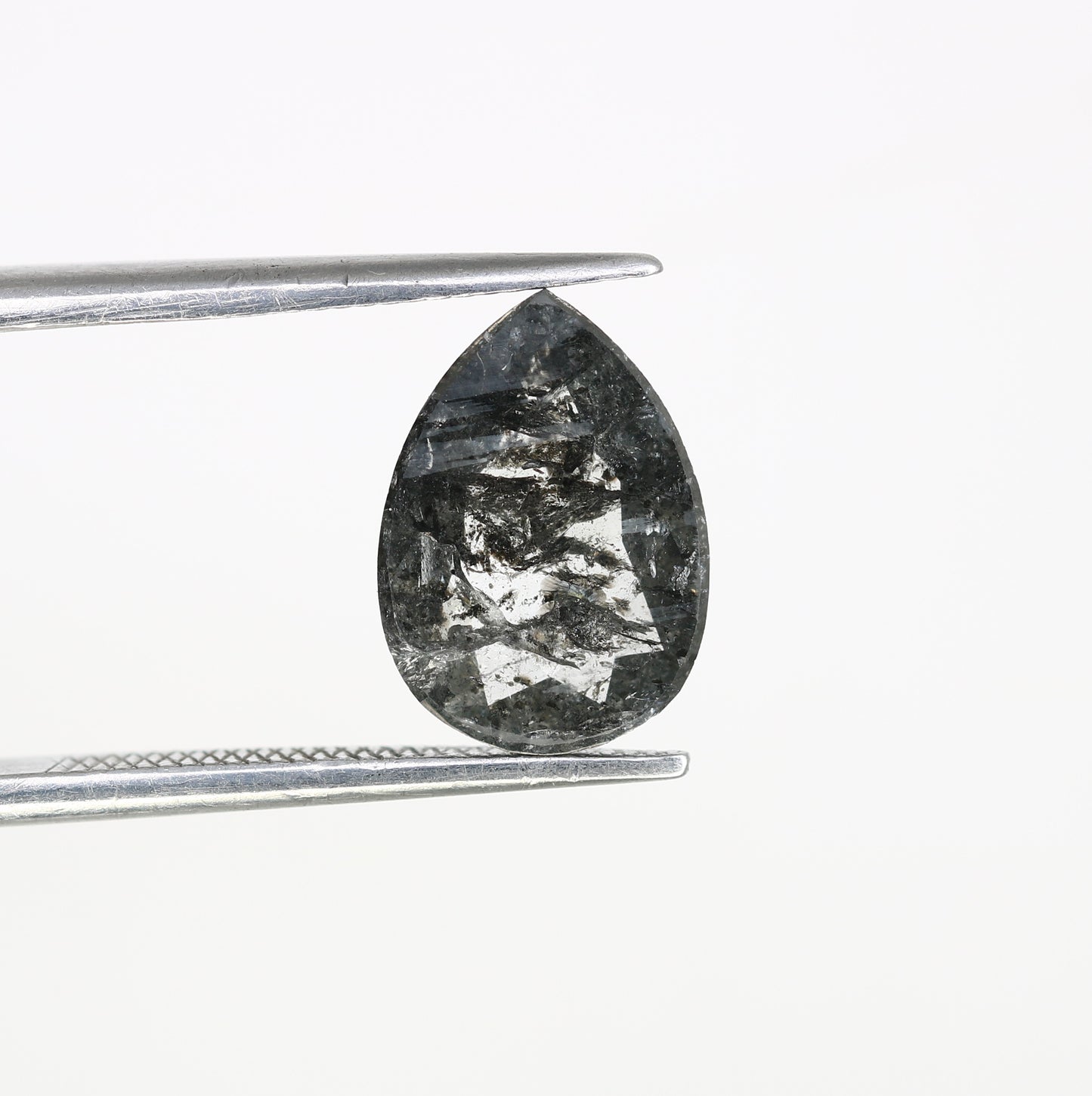 Pear Cut Diamond 2.09 Carat Natural Loose Salt And Pepper Diamond Ring - JayKrishna Diamond