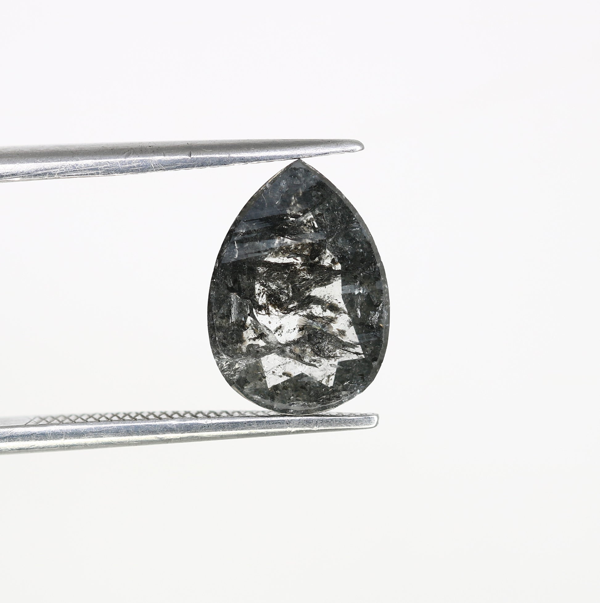 Pear Cut Diamond 2.09 Carat Natural Loose Salt And Pepper Diamond Ring - JayKrishna Diamond