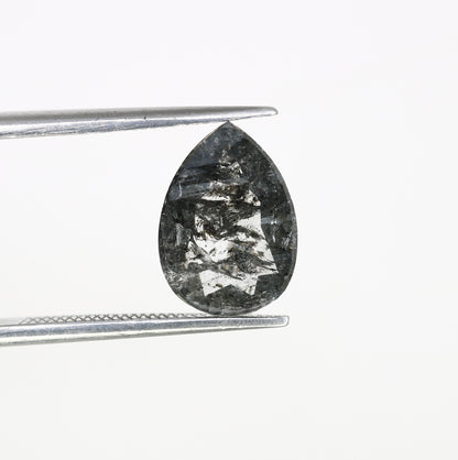 Pear Cut Diamond 2.09 Carat Natural Loose Salt And Pepper Diamond Ring - JayKrishna Diamond