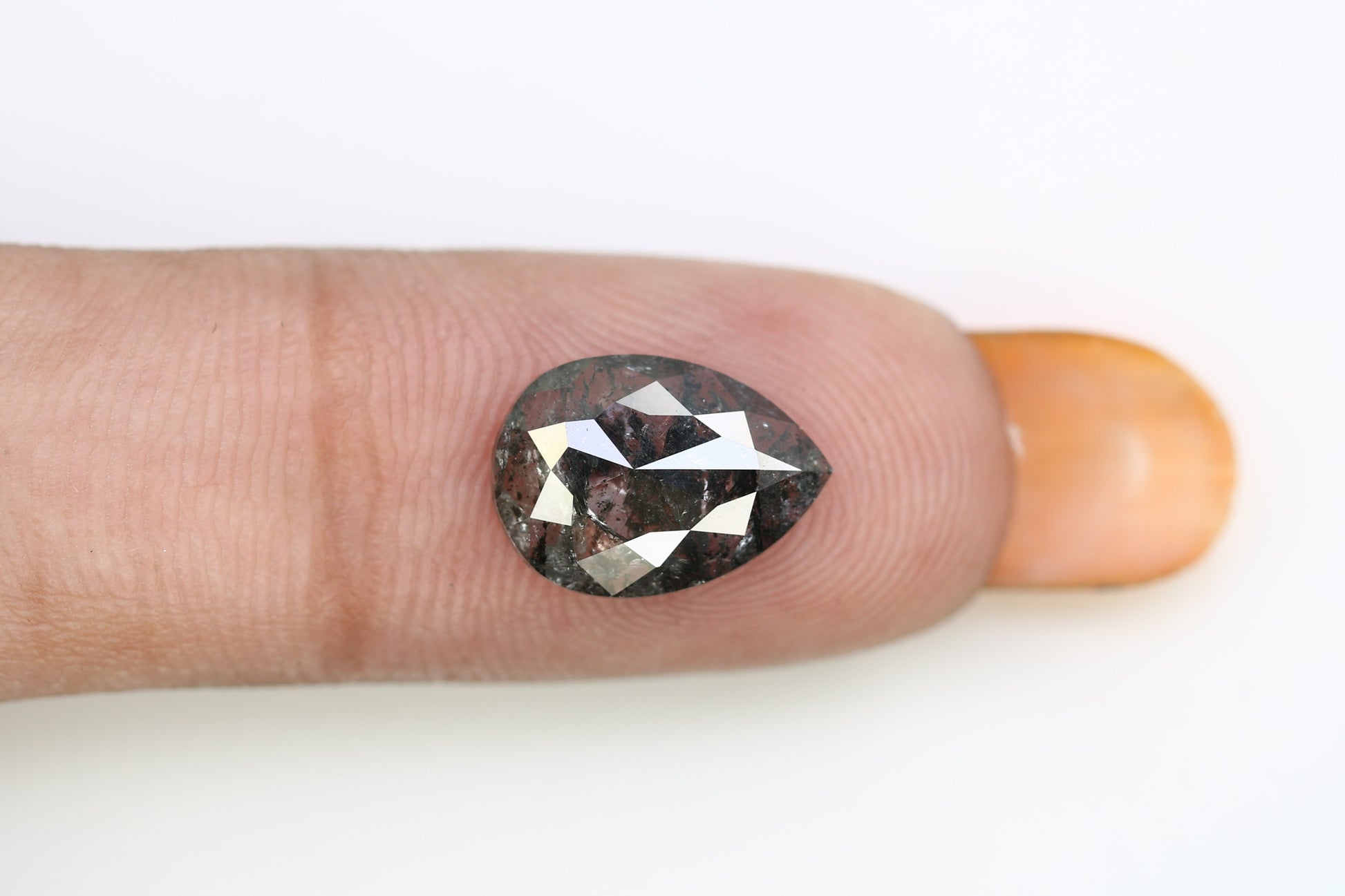 Pear Cut Diamond 2.09 Carat Natural Loose Salt And Pepper Diamond Ring - JayKrishna Diamond
