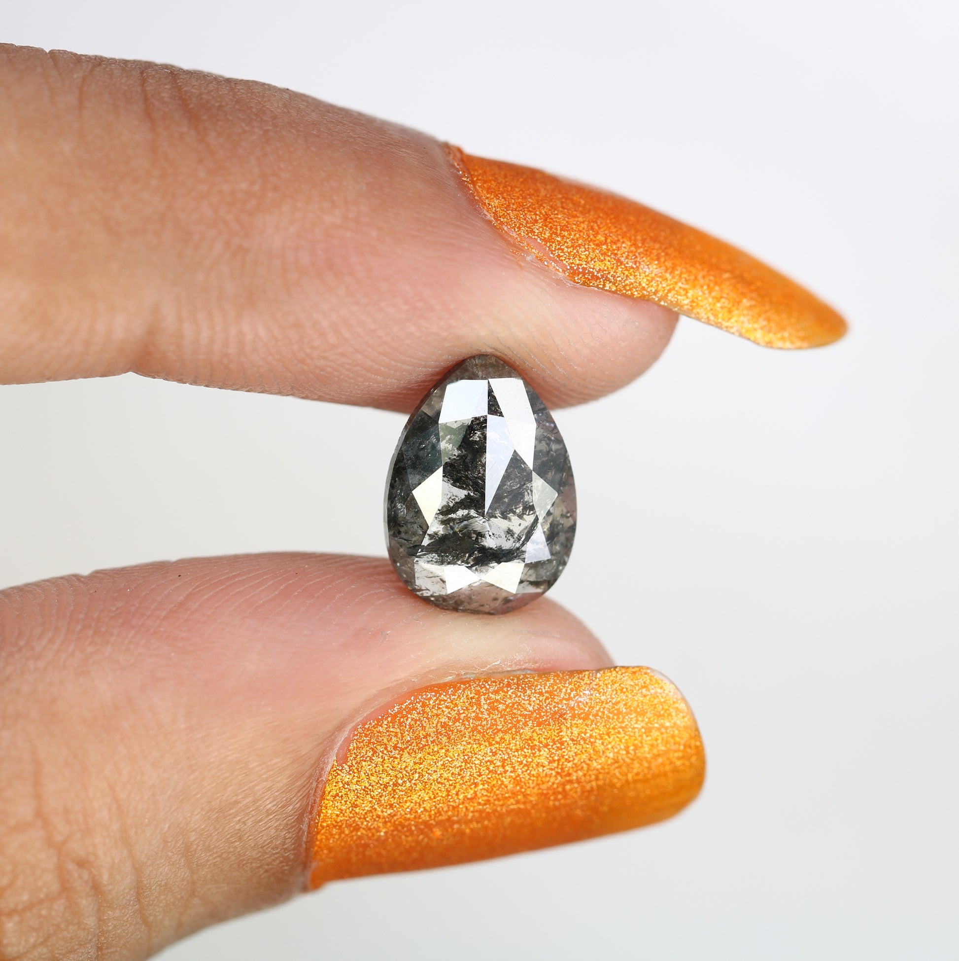 Pear Cut Diamond 2.09 Carat Natural Loose Salt And Pepper Diamond Ring - JayKrishna Diamond
