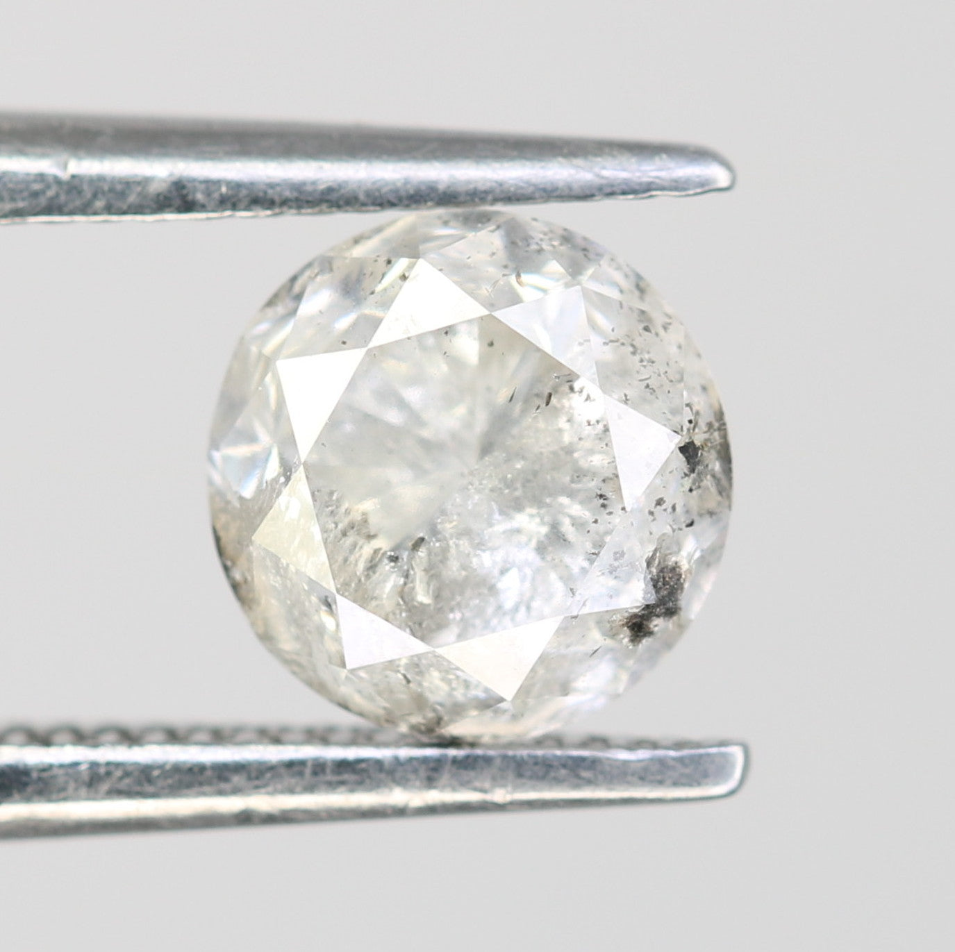 0.98 CT Salt And Pepper Loose Round Brilliant Cut Diamond Ring - JayKrishna Diamond