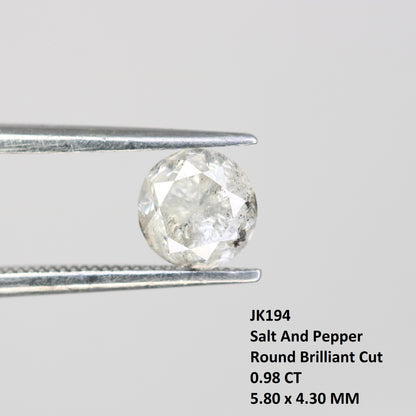 0.98 CT Salt And Pepper Loose Round Brilliant Cut Diamond Ring - JayKrishna Diamond