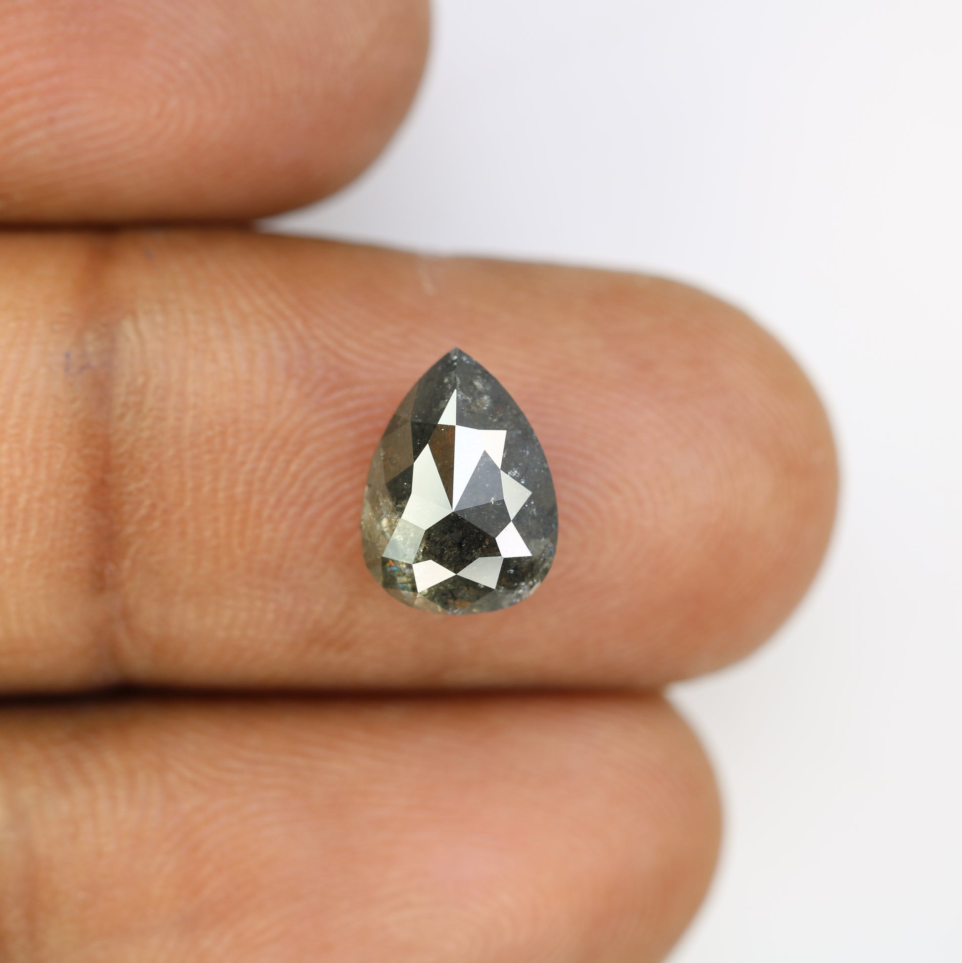 3.57 CT Pear Shape Salt And Pepper Loose Diamond For Engagement Ring - JayKrishna Diamond