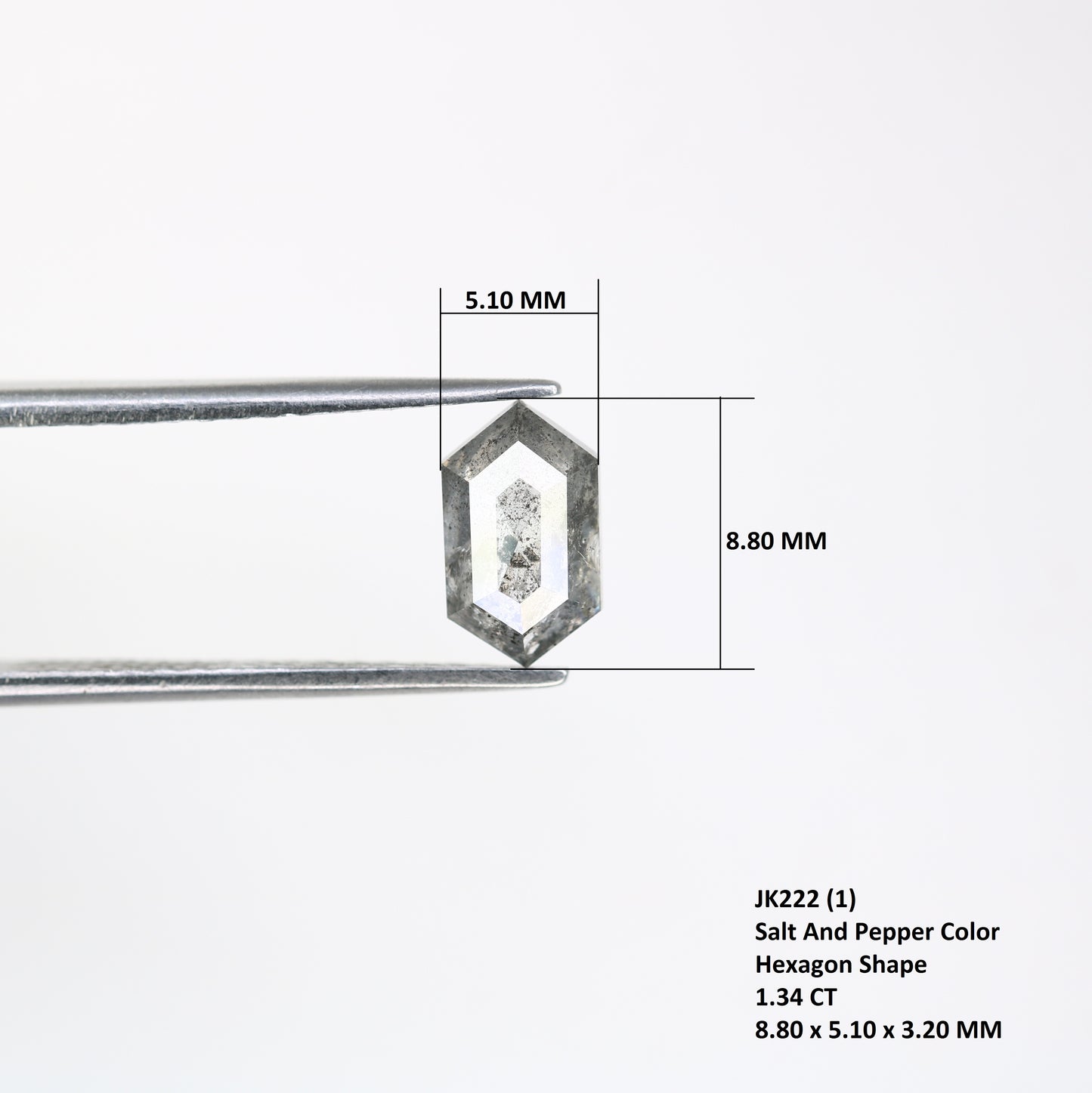 1.34 Carat Hexagon Shape Diamond Ring Loose Salt And Pepper Diamond - JayKrishna Diamond