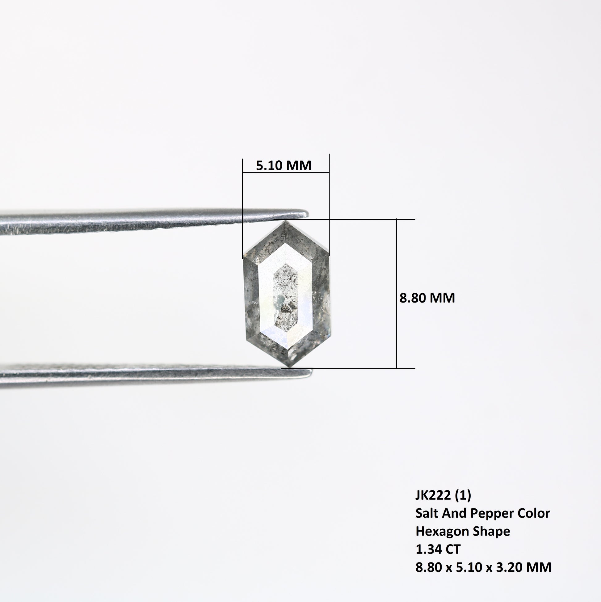 1.34 Carat Hexagon Shape Diamond Ring Loose Salt And Pepper Diamond - JayKrishna Diamond