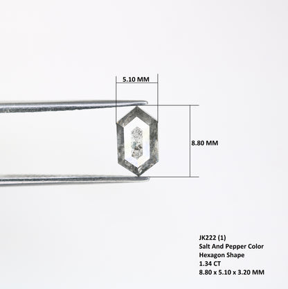 1.34 Carat Hexagon Shape Diamond Ring Loose Salt And Pepper Diamond - JayKrishna Diamond
