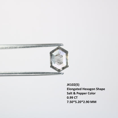 0.99 CT Elongated Hexagon Shape Salt And Pepper Diamond For Proposal Ring | Gift For Girl Friend - JayKrishna Diamond