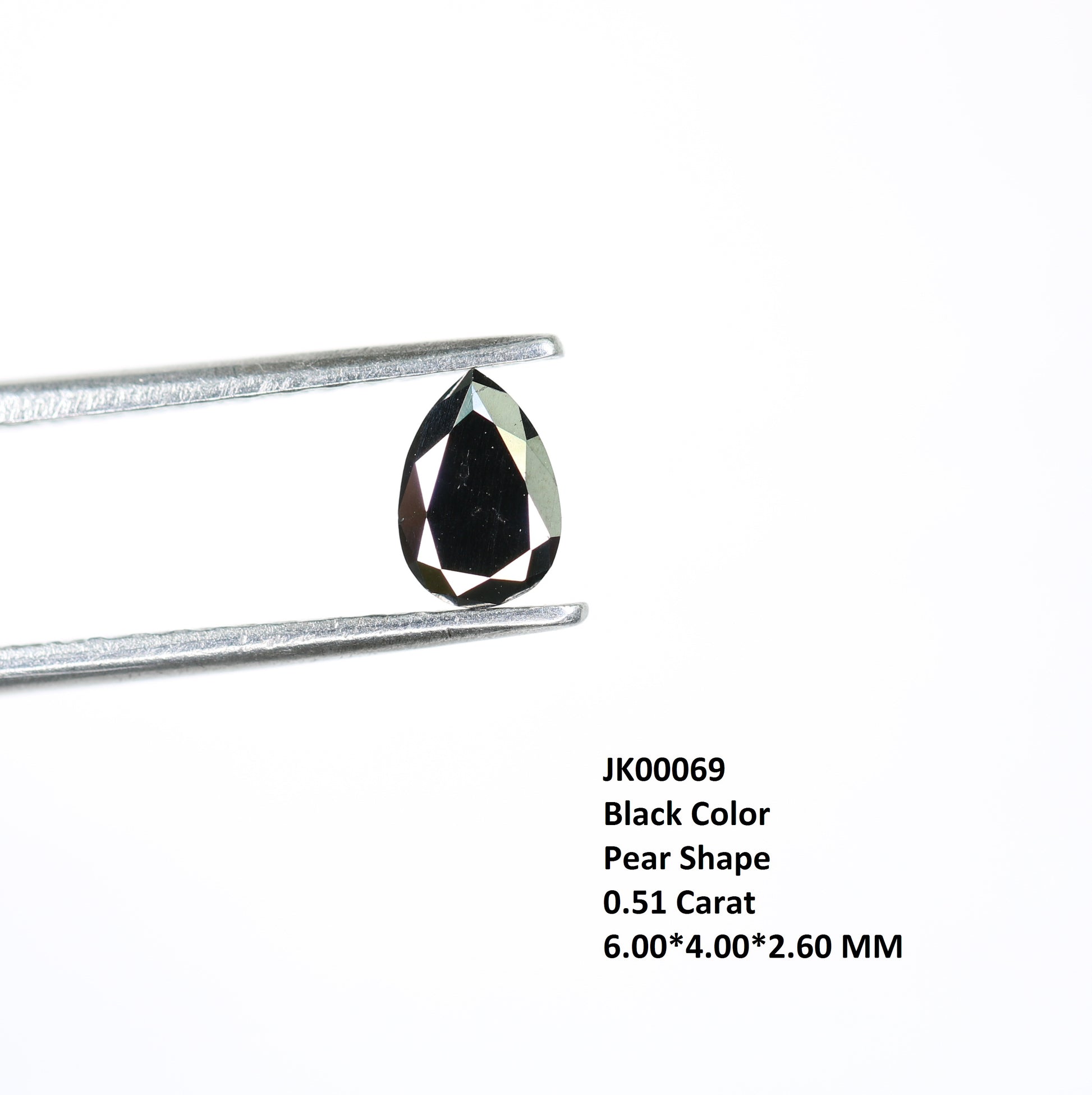 0.51 CT Excellent Cut Black Pear Diamond For Wedding Ring - JayKrishna Diamond