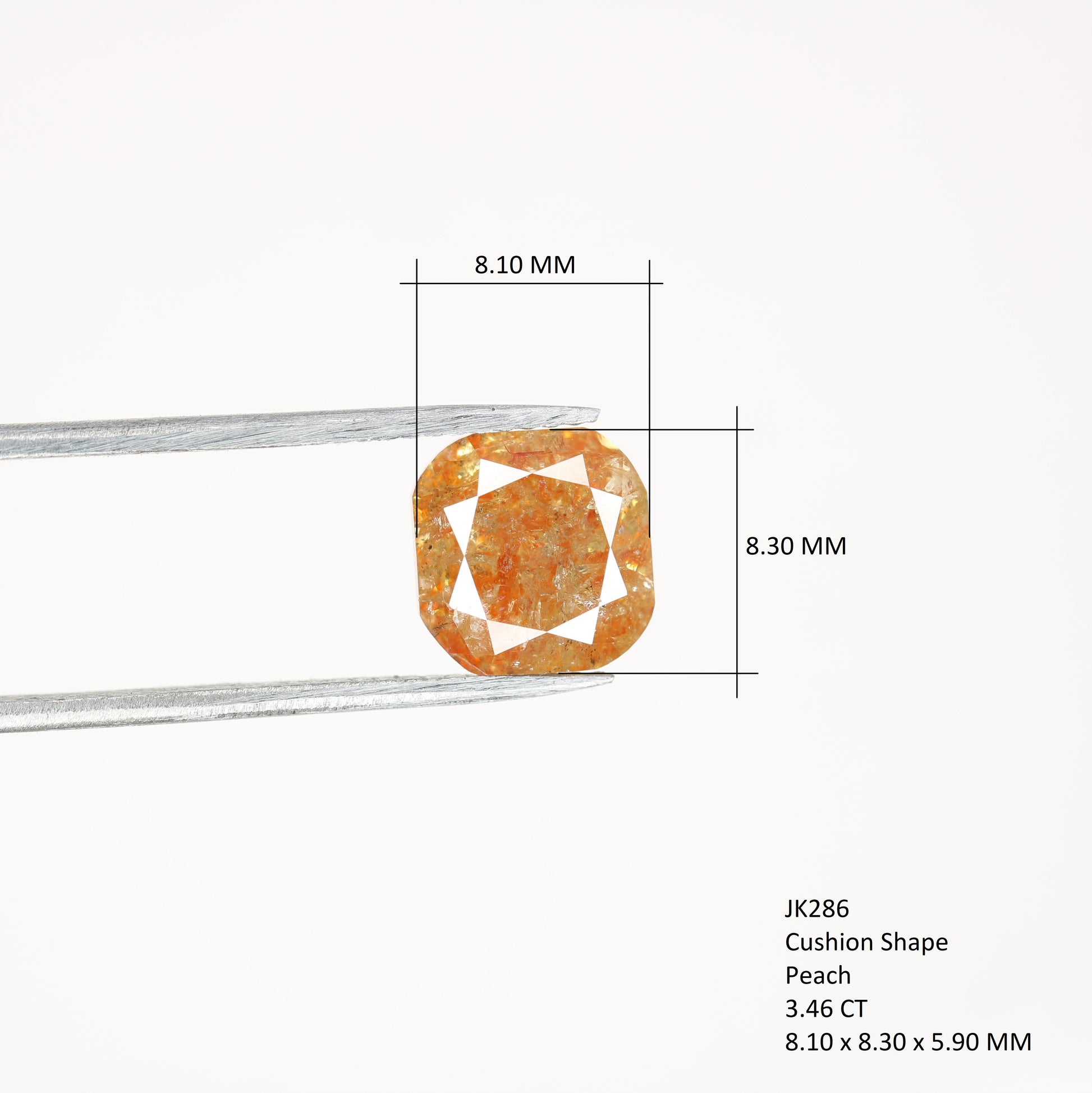 3.46 CT Natural Loose Peach Color Cushion Shape Diamond for Engagement Ring - JayKrishna Diamond