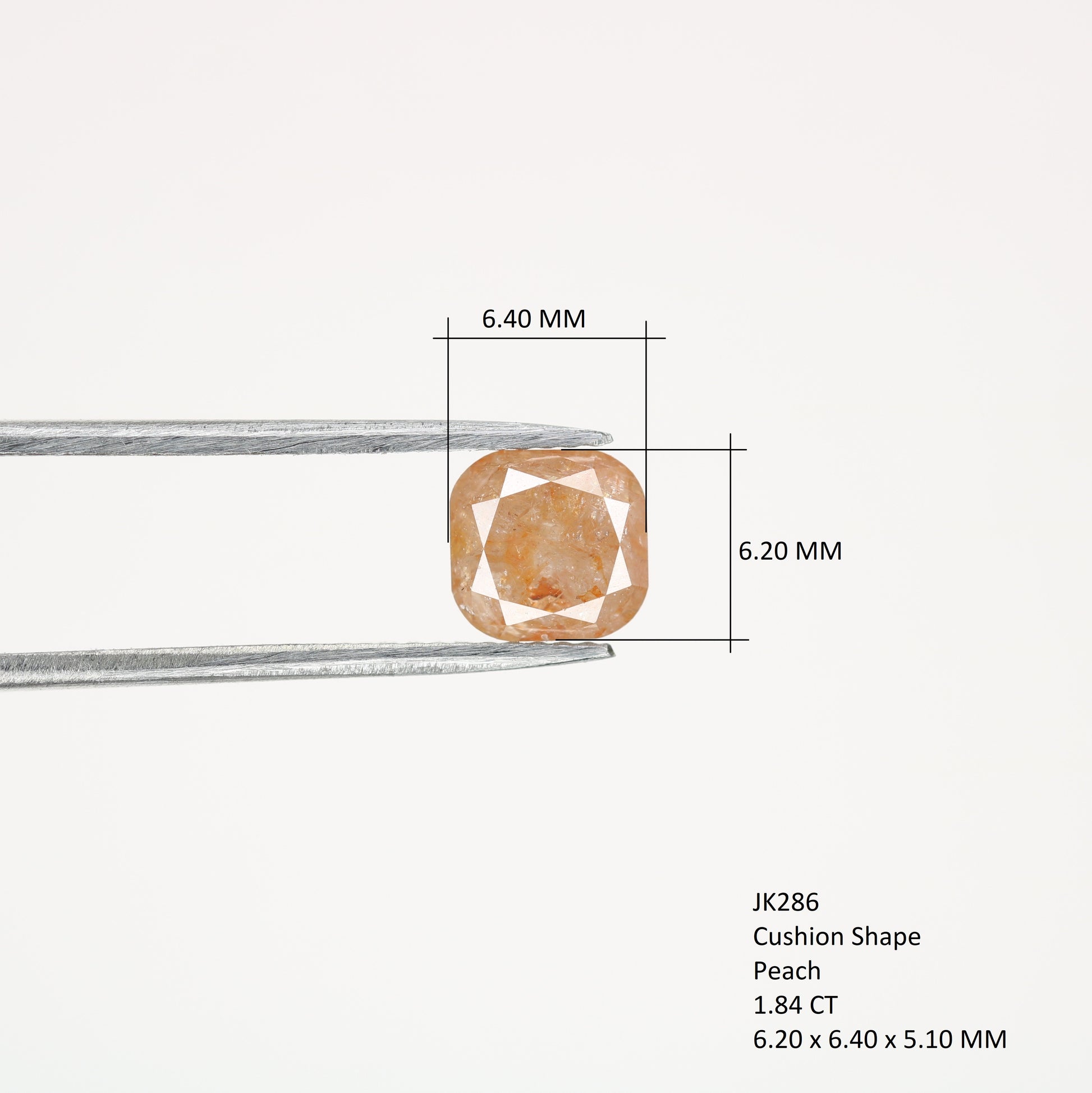 1.84 CT Natural Loose Peach Color Cushion Shape Diamond for Engagement Ring - JayKrishna Diamond