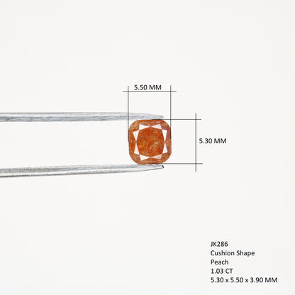 1.03 CT Natural Loose Peach Color Cushion Shape Diamond for Engagement Ring - JayKrishna Diamond