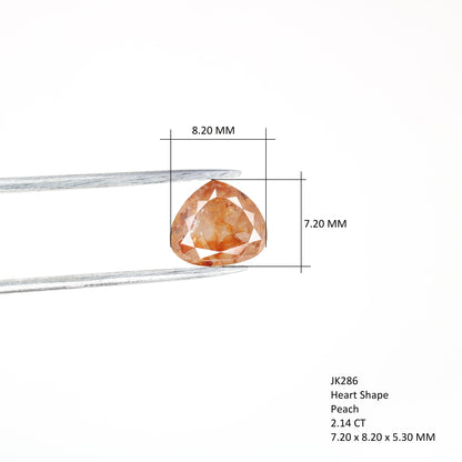 2.14 CT Natural Loose Peach Color Heart Shape Diamond for Engagement Ring - JayKrishna Diamond