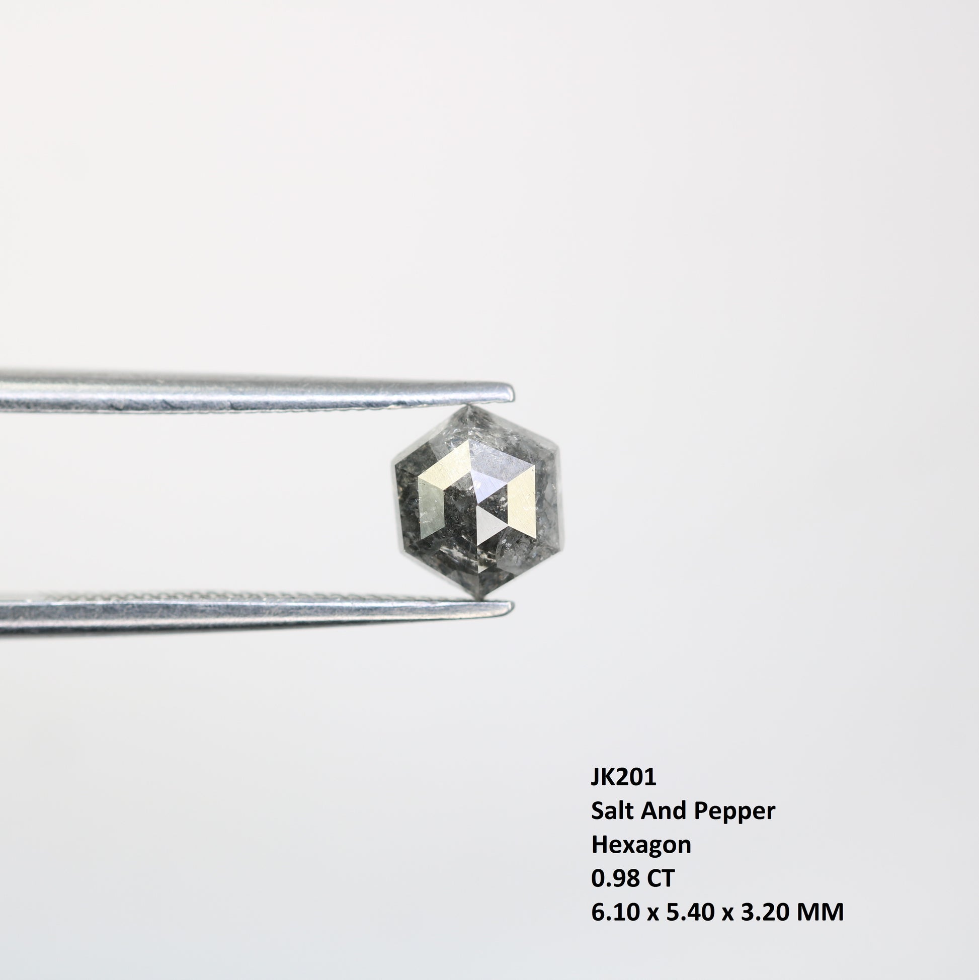 0.98 CT Salt And Pepper Hexagon Cut Natural Diamond For Engagement Ring - JayKrishna Diamond