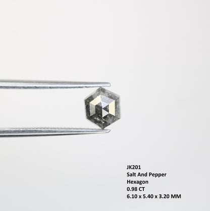 0.98 CT Salt And Pepper Hexagon Cut Natural Diamond For Engagement Ring - JayKrishna Diamond